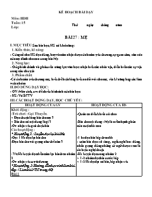Giáo án môn Tiếng Việt Lớp 2 - Tuần 15 (Bộ sách Kết nối tri thức với cuộc sống)